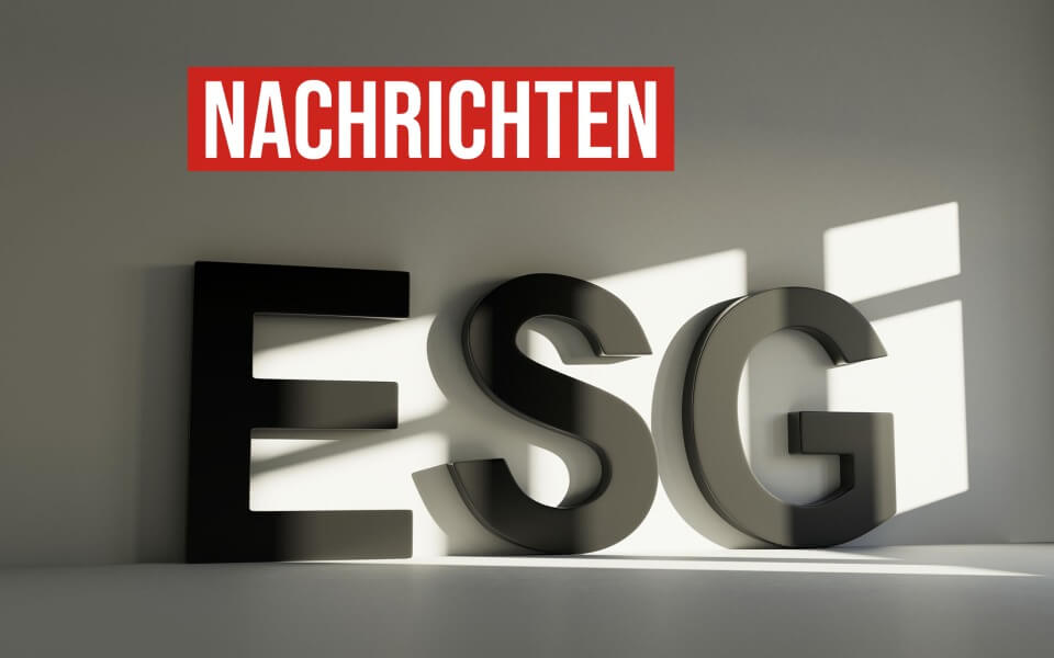 Die drei Buchstaben ESG lehnen an einer Wand.